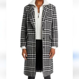 Theory Black and White Houndstooth Trench Coat